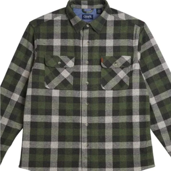 Chaps Men's Knit Flannel Shirt Green XL Stretch - Picture 5 of 10